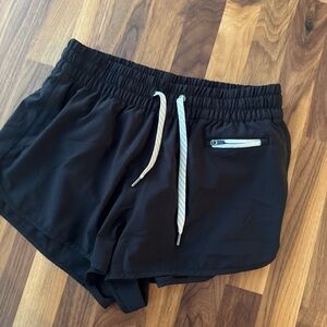Vuori Women's Black Athletic Shorts with White Accents